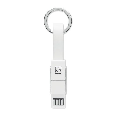 Key Ring With 4 In 1 Charging Cable White Main