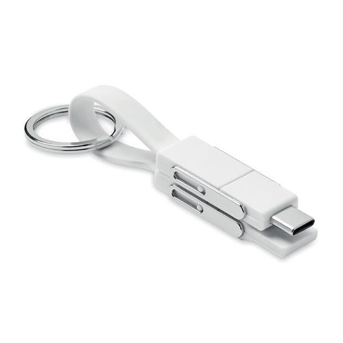 Key Ring With 4 In 1 Charging Cable White View 2