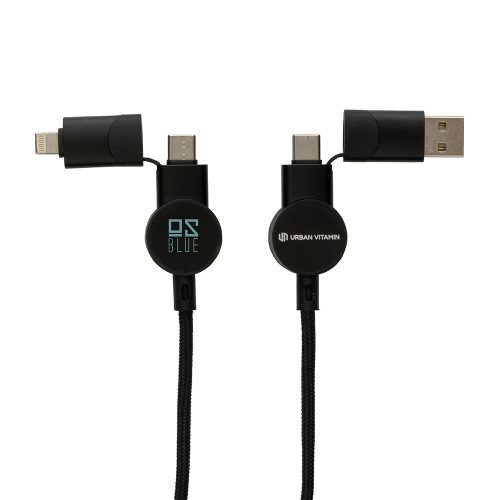 Oakland RCS Recycled Plastic 6 In 1 Fast Charging 45W Cable Black