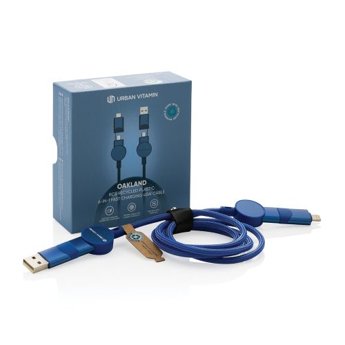 Oakland RCS Recycled Plastic 6 In 1 Fast Charging 45W Cable Blue View 7