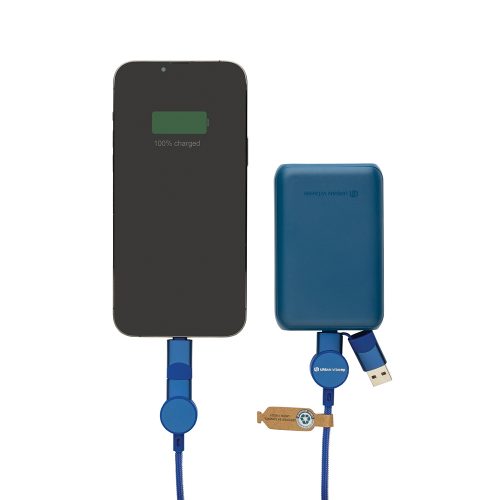 Oakland RCS Recycled Plastic 6 In 1 Fast Charging 45W Cable Plugged