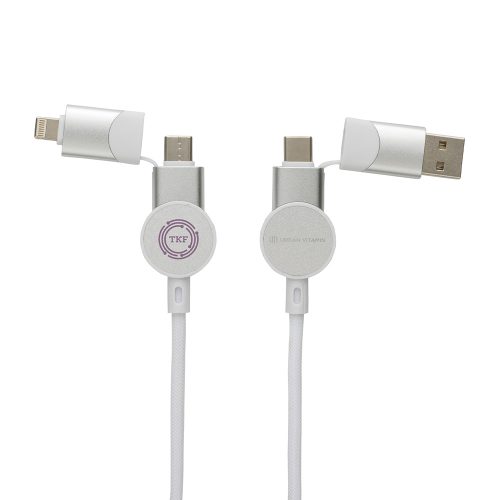 Oakland RCS Recycled Plastic 6 In 1 Fast Charging 45W Cable White