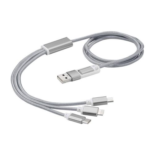 Versatile 5 In 1 Charging Cable Silver