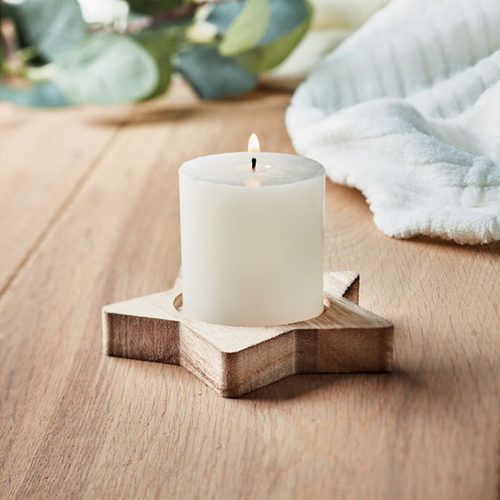 Candle On Star Wooden Base 2