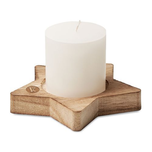 Candle On Star Wooden Base Main